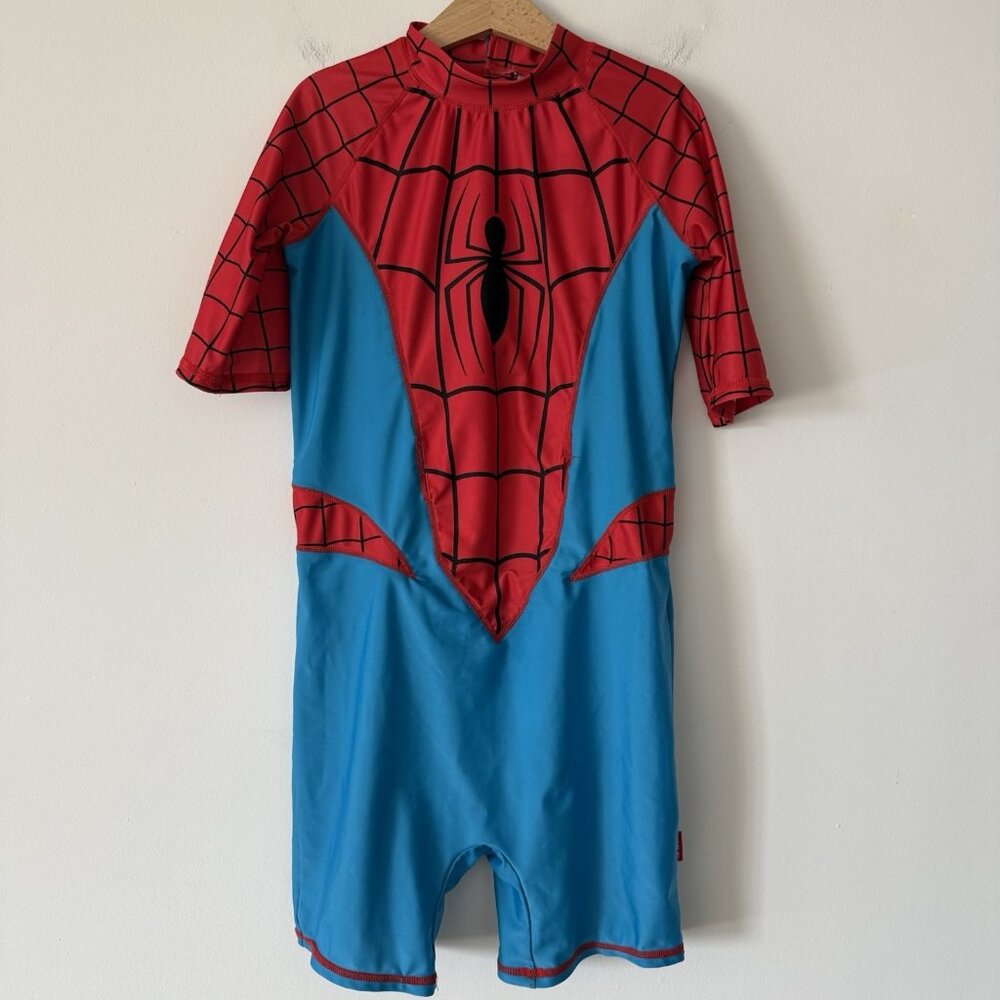 Disney Store Spider-Man Adaptive Swimsuit Rashguard Sz Large *UPF 50+* Marvel